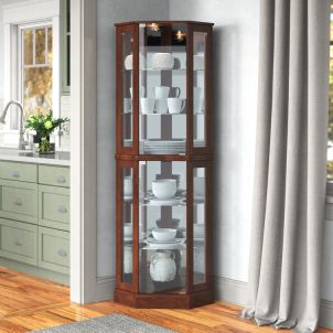 Mirrored Back Curio Cabinet with Lighting
