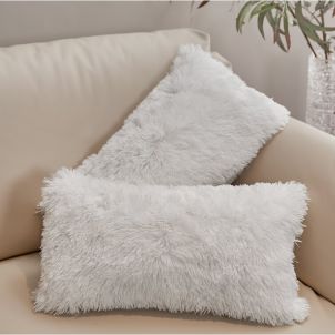 Cheer Collection Set Of 2 Shaggy Hair Decorative Throw Pillows