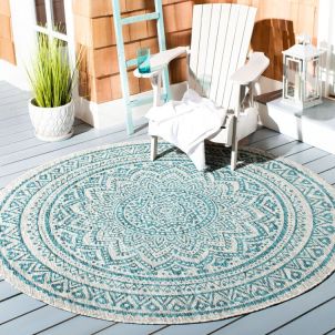 Amedee Power Loom Teal Indoor/Outdoor Rug