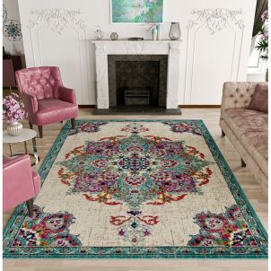 Elbertina Power Loom Wool Teal Rug