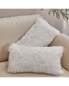 Cheer Collection Set Of 2 Shaggy Hair Decorative Throw Pillows