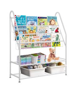 Bookcase Rack for Kid Toy Storage Organizer, Children's Display Storage Shelves for Books Toys in Study Living Room Bedroom